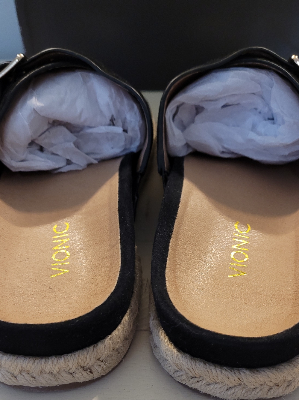 Vionic Black Suede Double Buckle Slide Sandals - Picture 7 of 13